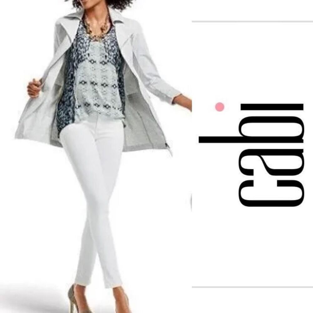 CAbi Slimmie White Denim Jean Pant Size 2 #5088